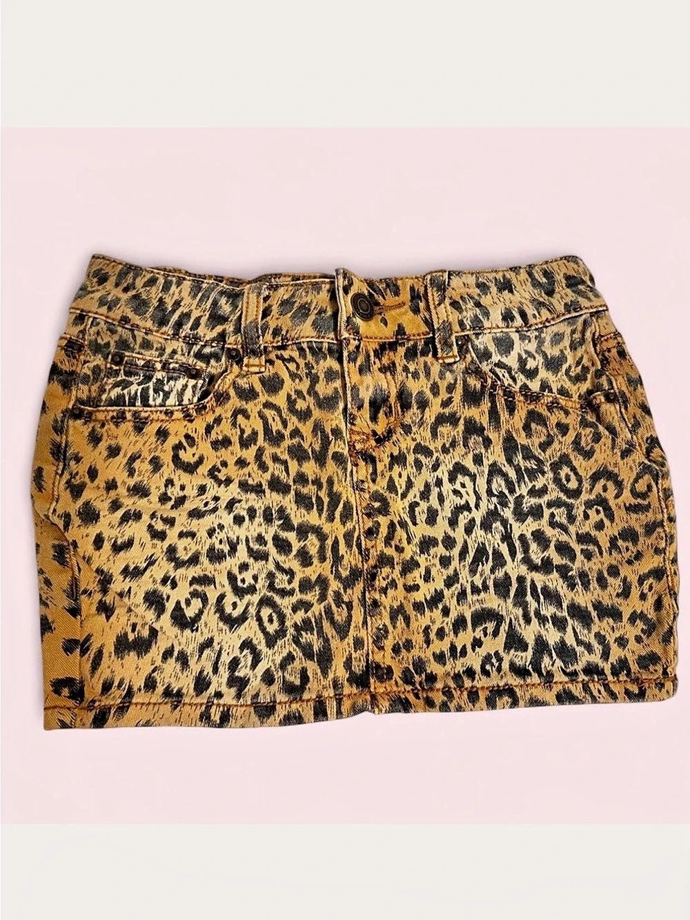 rue21 Cheetah Leopard Print Denim Skirt Y2K